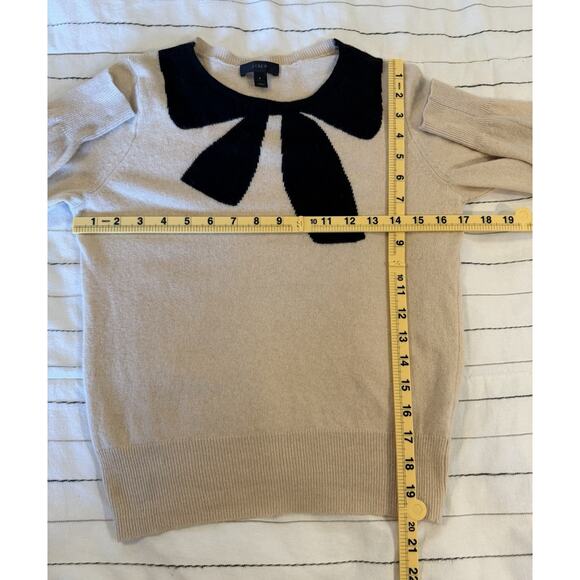J. CREW | Wool Blend Rabbit Hair Knit Sweater Bow Cream Black Crewneck- Small - Picture 5 of 5